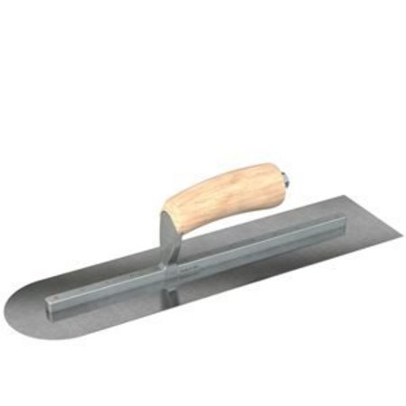 STEEL CITY TROWELS BY BON Finish Trowel, Square/Round End, Carbon Steel, 16 X 4, Wood 66-261